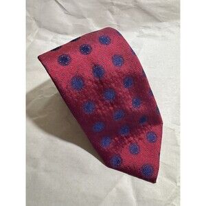 PINK by THOMAS PINK 100% Silk Necktie Red/Blue Polka Dot 58"x3.5"